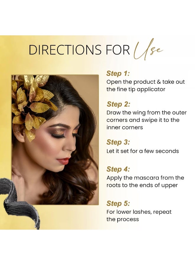 COLORESSENCE Gold Camera Ready Combo Set of Eyeliner + Mascara, Intense Black | Long Lasting | Waterproof | Smudgeproof | Quick Dry | Easy Apply - Image 3